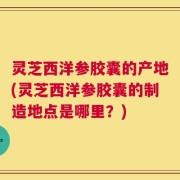 灵芝西洋参胶囊的产地(灵芝西洋参胶囊的制造地点是哪里？)
