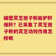 破壁灵芝孢子粉能护肝保肝？已采集了灵芝孢子粉的灵芝功效作用怎样呢