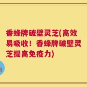 香蜂牌破壁灵芝(高效易吸收！香蜂牌破壁灵芝提高免疫力)