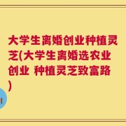 大学生离婚创业种植灵芝(大学生离婚选农业创业 种植灵芝致富路)