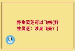 野生灵芝可以飞机(野生灵芝：涉足飞天？)