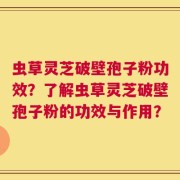 虫草灵芝破壁孢子粉功效？了解虫草灵芝破壁孢子粉的功效与作用？
