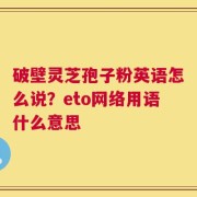 破壁灵芝孢子粉英语怎么说？eto网络用语什么意思