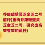 乔康破壁灵芝金芝二号菌种(重构乔康破壁灵芝金芝二号，研究出高效有效的菌种)