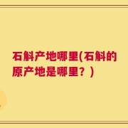 石斛产地哪里(石斛的原产地是哪里？)