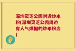 深圳灵芝公园附近炒米粉(深圳灵芝公园周边有人气爆棚的炒米粉店)