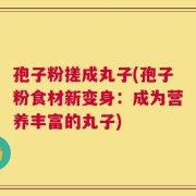 孢子粉搓成丸子(孢子粉食材新变身：成为营养丰富的丸子)