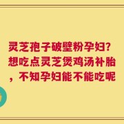 灵芝孢子破壁粉孕妇？想吃点灵芝煲鸡汤补胎，不知孕妇能不能吃呢