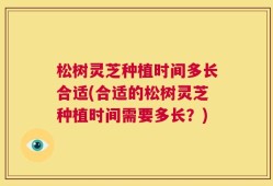 松树灵芝种植时间多长合适(合适的松树灵芝种植时间需要多长？)