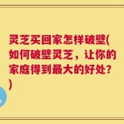 灵芝买回家怎样破壁(如何破壁灵芝，让你的家庭得到最大的好处？)