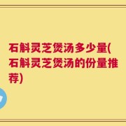 石斛灵芝煲汤多少量(石斛灵芝煲汤的份量推荐)