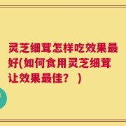 灵芝细茸怎样吃效果最好(如何食用灵芝细茸让效果最佳？ )