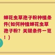 蝉花虫草孢子粉种植条件(如何种植蝉花虫草孢子粉？关键条件一览！)