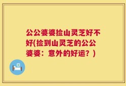 公公婆婆捡山灵芝好不好(捡到山灵芝的公公婆婆：意外的好运？)