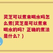 灵芝可以煮来喝水吗怎么煮(灵芝是可以煮来喝水的吗？正确的煮法是什么？)