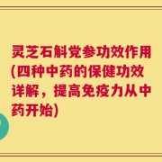 灵芝石斛党参功效作用(四种中药的保健功效详解，提高免疫力从中药开始)