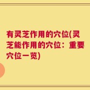 有灵芝作用的穴位(灵芝能作用的穴位：重要穴位一览)
