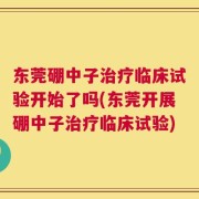 东莞硼中子治疗临床试验开始了吗(东莞开展硼中子治疗临床试验)