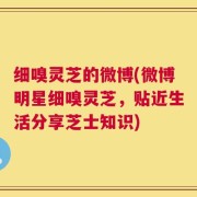 细嗅灵芝的微博(微博明星细嗅灵芝，贴近生活分享芝士知识)