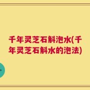 千年灵芝石斛泡水(千年灵芝石斛水的泡法)