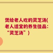 煲给老人吃的灵芝汤(老人适宜的养生佳品：“灵芝汤”)