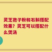 灵芝孢子粉和石斛搭配效果？灵芝可以搭配什么煲汤