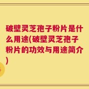 破壁灵芝孢子粉片是什么用途(破壁灵芝孢子粉片的功效与用途简介)