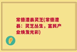常德澧县灵芝(常德澧县：灵芝丛生，富民产业焕发光彩)