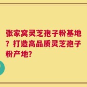 张家窝灵芝孢子粉基地？打造高品质灵芝孢子粉产地？