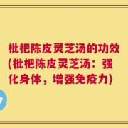 枇杷陈皮灵芝汤的功效(枇杷陈皮灵芝汤：强化身体，增强免疫力)