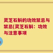 灵芝石斛的功效禁忌与禁忌(灵芝石斛：功效与注意事项