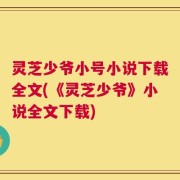 灵芝少爷小号小说下载全文(《灵芝少爷》小说全文下载)