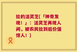 捡的活灵芝(「神奇发现！」：活灵芝再现人间，被农民捡到后价值惊人！)