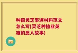 种植灵芝事迹材料范文怎么写(灵芝种植业英雄的感人故事)