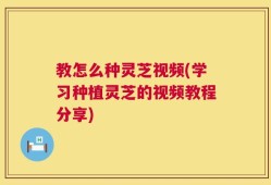 教怎么种灵芝视频(学习种植灵芝的视频教程分享)