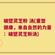 破壁灵芝粉 汤(重塑健康，来自自然的力量：破壁灵芝粉汤)