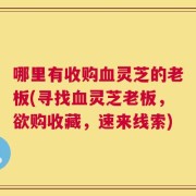 哪里有收购血灵芝的老板(寻找血灵芝老板，欲购收藏，速来线索)