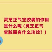 灵芝正气宝胶囊的作用是什么呢 (灵芝正气宝胶囊有什么功效？)