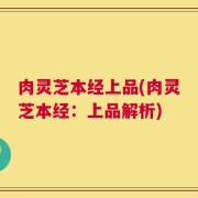 肉灵芝本经上品(肉灵芝本经：上品解析)