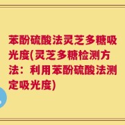 苯酚硫酸法灵芝多糖吸光度(灵芝多糖检测方法：利用苯酚硫酸法测定吸光度)