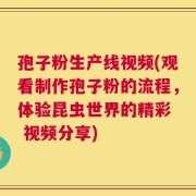 孢子粉生产线视频(观看制作孢子粉的流程，体验昆虫世界的精彩  视频分享)