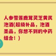 人参雪莲鹿茸灵芝黄芪泡酒(超级补品，泡酒圣品，你想不到的中药组合！)