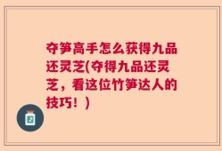 夺笋高手怎么获得九品还灵芝(夺得九品还灵芝，看这位竹笋达人的技巧！)