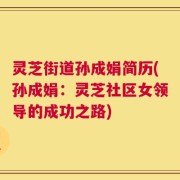 灵芝街道孙成娟简历(孙成娟：灵芝社区女领导的成功之路)