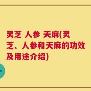 灵芝 人参 天麻(灵芝、人参和天麻的功效及用途介绍)