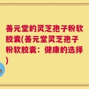 善元堂的灵芝孢子粉软胶囊(善元堂灵芝孢子粉软胶囊：健康的选择)