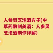 人参灵芝泡酒方子(中草药酿制美酒：人参灵芝泡酒制作详解)