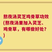 熬夜汤灵芝鸡骨草功效(熬夜汤里加入灵芝、鸡骨草，有哪些好处？)