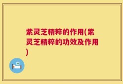 紫灵芝精粹的作用(紫灵芝精粹的功效及作用)