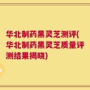 华北制药黑灵芝测评(华北制药黑灵芝质量评测结果揭晓)